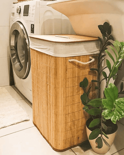Cesto de Roupas Bambu com Tampa 60cm