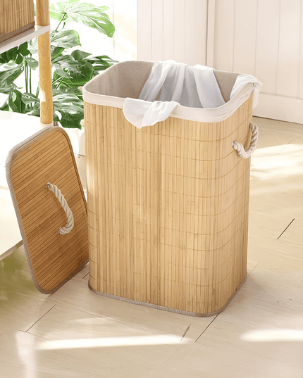 Cesto de Roupas Bambu com Tampa 60cm