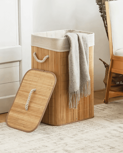 Cesto de Roupas Bambu com Tampa 60cm