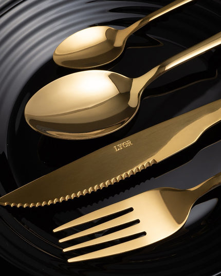 Faqueiro Dourado Aço Inox 24 Peças