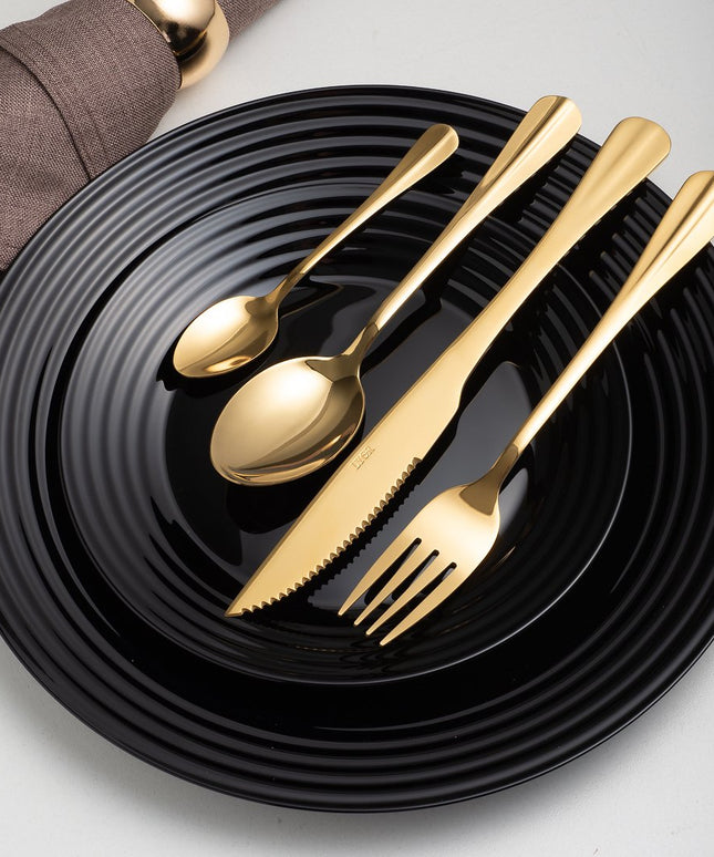 Faqueiro Dourado Aço Inox 24 Peças