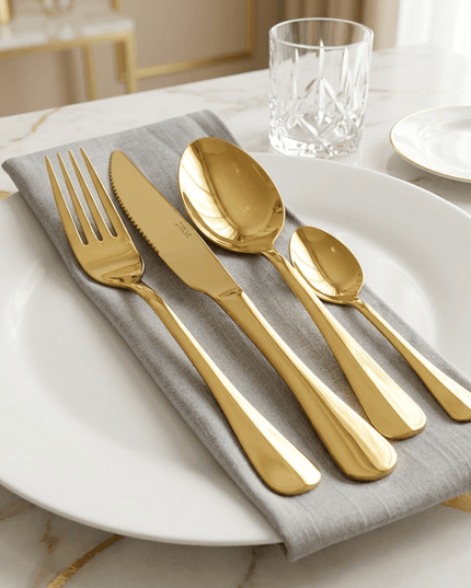 Faqueiro Dourado Aço Inox 24 Peças
