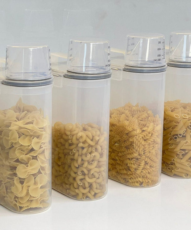 Kit 4 Potes Herméticos Porta Mantimento com Copo Medidor 2,3 Litros