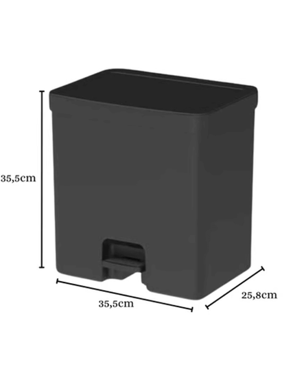 Lixeira de Pedal Trium Duplo Compartimento Preto 20 Litros