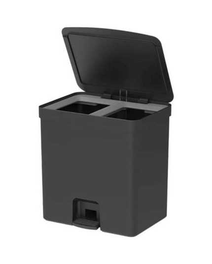 Lixeira de Pedal Trium Duplo Compartimento Preto 20 Litros
