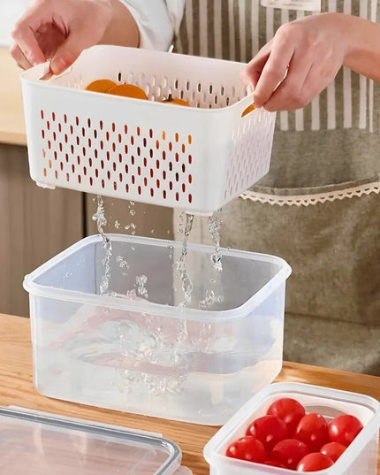 Kit 6 Potes Herméticos Organizador de Geladeira Legumes Frutas Com Cesto Removível